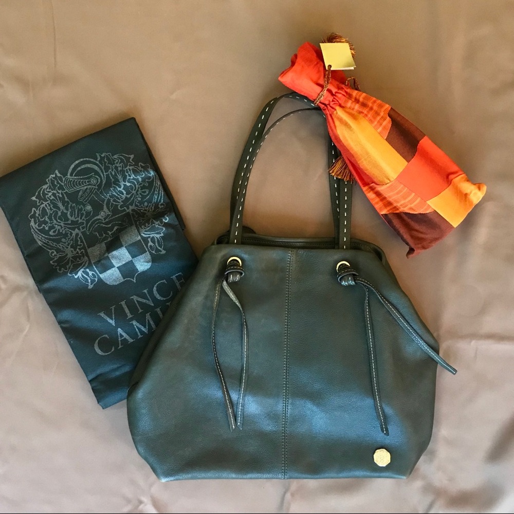 Large Forest Green Vince Camuto hand bag.